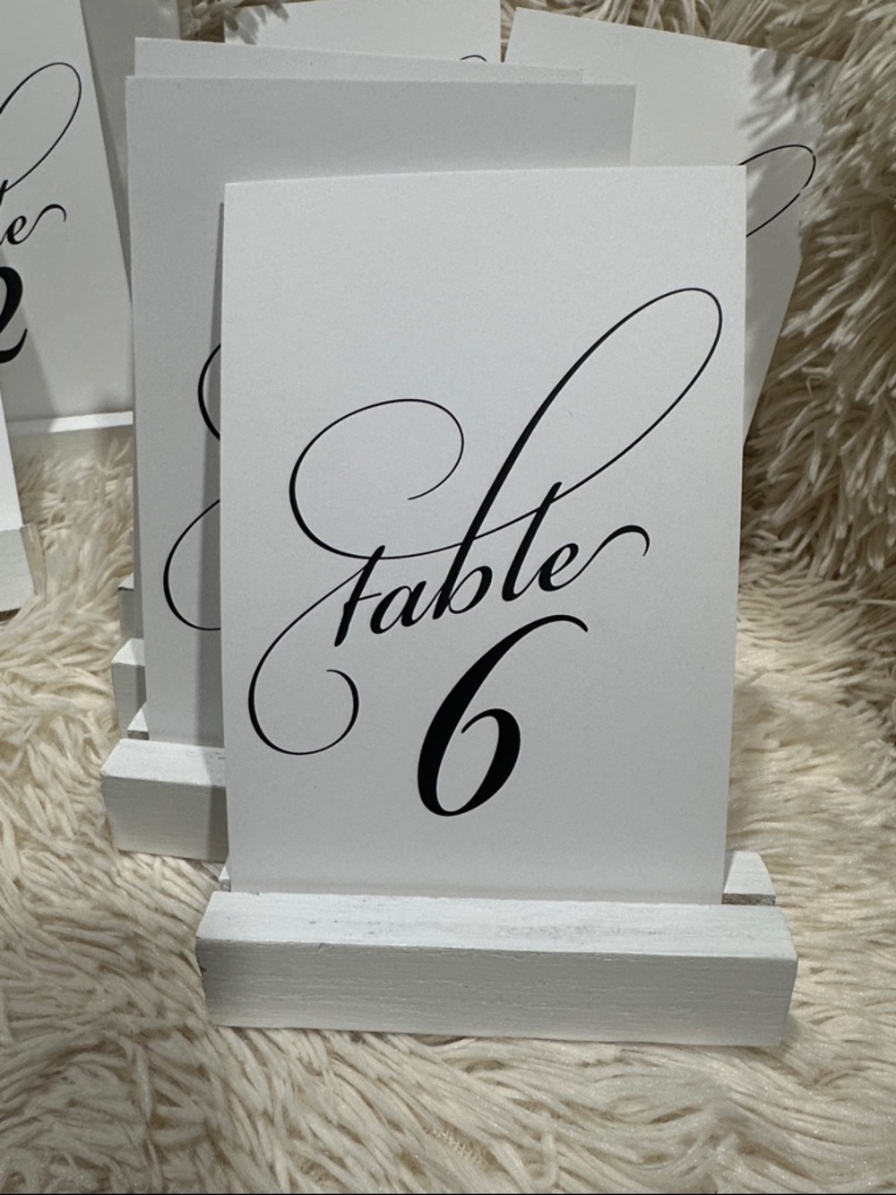 White Table Number Cards & Holders with Black Script - Picture 2 of 3
